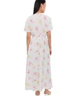 Vince Camuto Split Neck Puff Sleeve Maxi Dress Women's