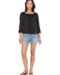 Vince Camuto Square Neck Lace Yoke Blouse Women's