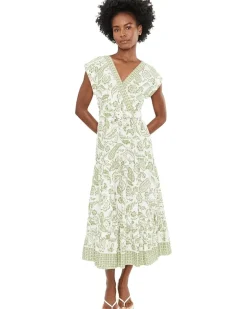 Vince Camuto Surplice Dolman Sleeve Midi Tiered Dress Women's