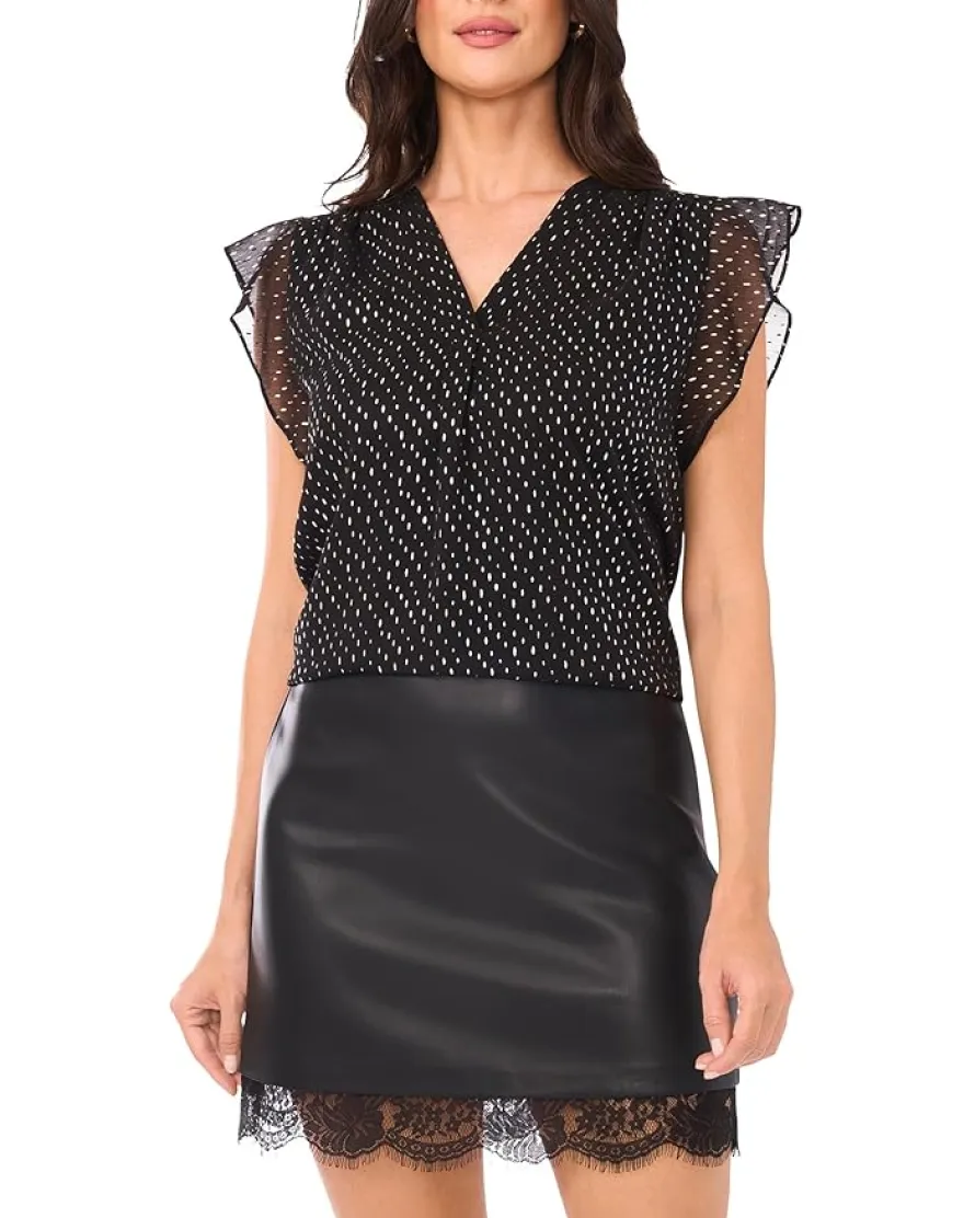 Vince Camuto V-Neck Ruffle Sleeve Blouse Women's