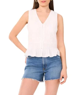 Vince Camuto V-Neck Tank Peplum With Pleats Women's
