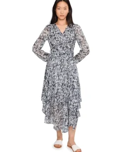Vince Camuto V-Neck Tie Waist Maxi Dress Women's