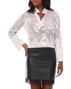 Vince Camuto V-Neck Tunic Blouse with Contrast Women's