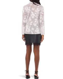 Vince Camuto V-Neck Tunic Blouse with Contrast Women's