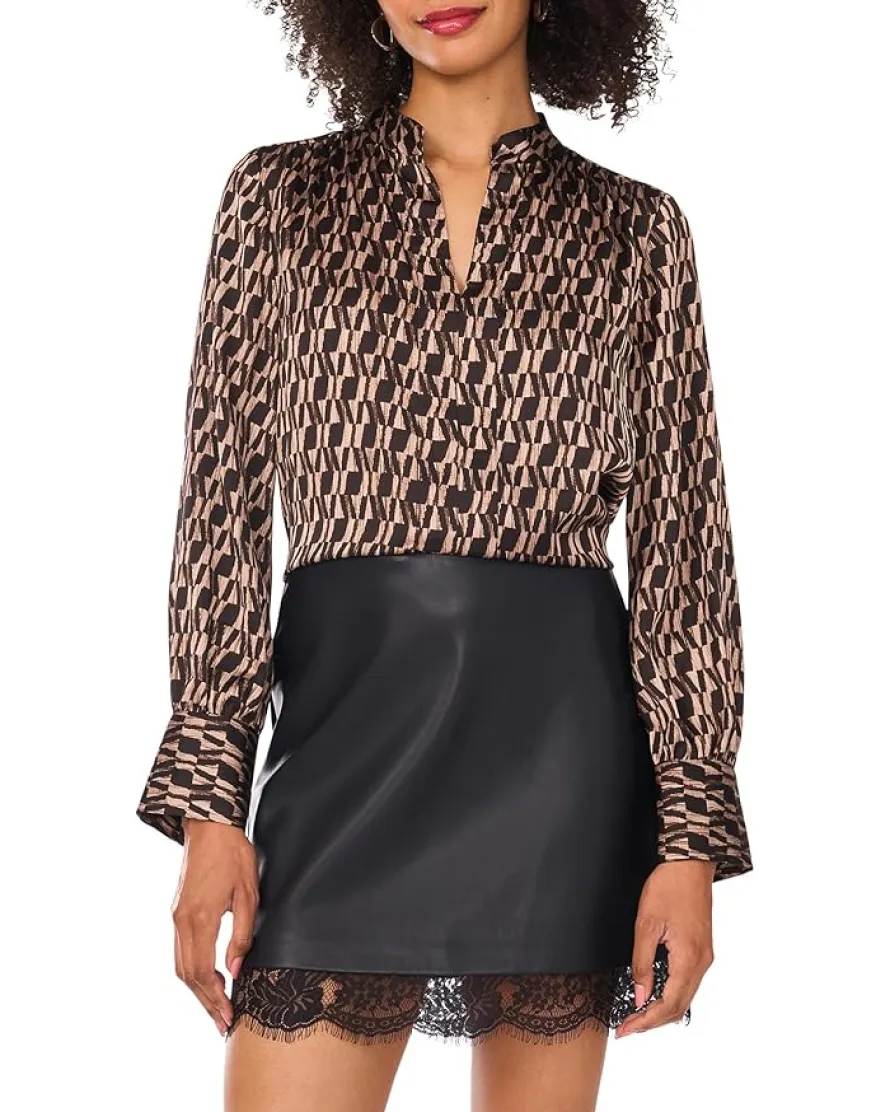 Vince Camuto V-Neck Wide Cuff Blouse Women's