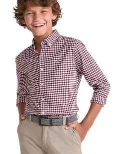 Vineyard Vines Kids Skysail Gingham Performance Cotton Shirt (Toddler/Little Kid/Big Kid)
