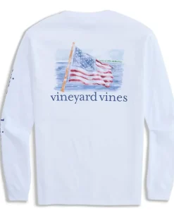 Vineyard Vines Painted Shining Sea Flag Long Sleeve Tee Men's