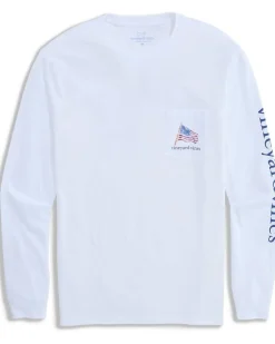Vineyard Vines Painted Shining Sea Flag Long Sleeve Tee Men's