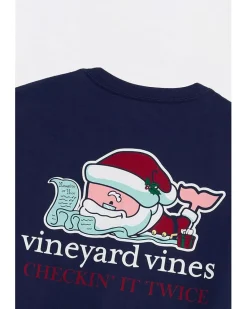 Vineyard Vines Santa Whale List Long Sleeve Pocket Tee Men's