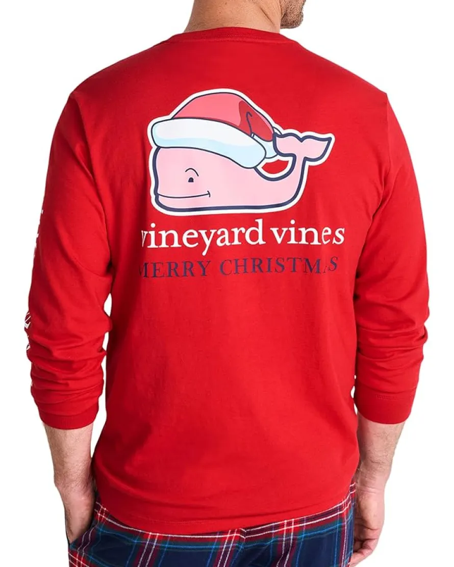 Vineyard Vines 2025 Santa Whale Long Sleeve Tee Men's