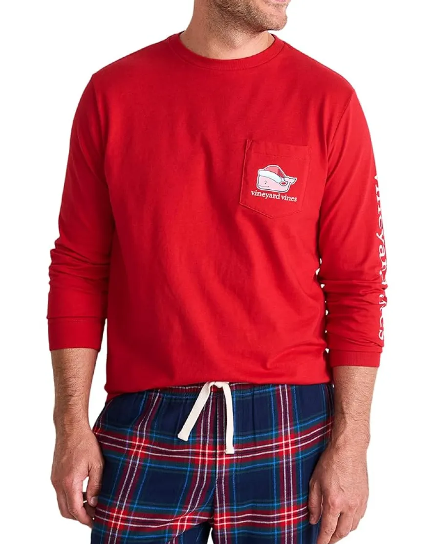Vineyard Vines 2025 Santa Whale Long Sleeve Tee Men's