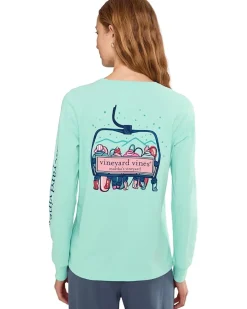 Vineyard Vines Ski Lift Logo Box Long Sleeve Tee Women's