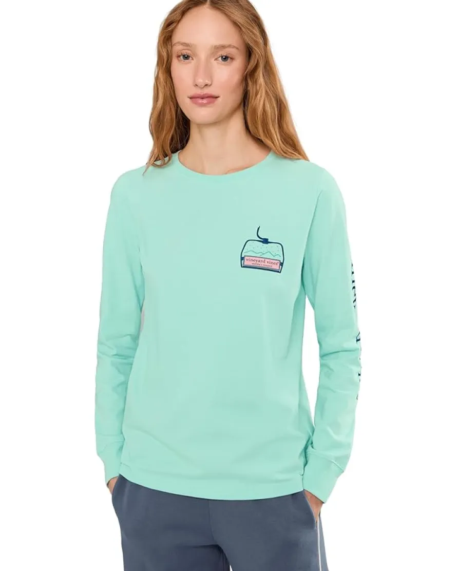 Vineyard Vines Ski Lift Logo Box Long Sleeve Tee Women's
