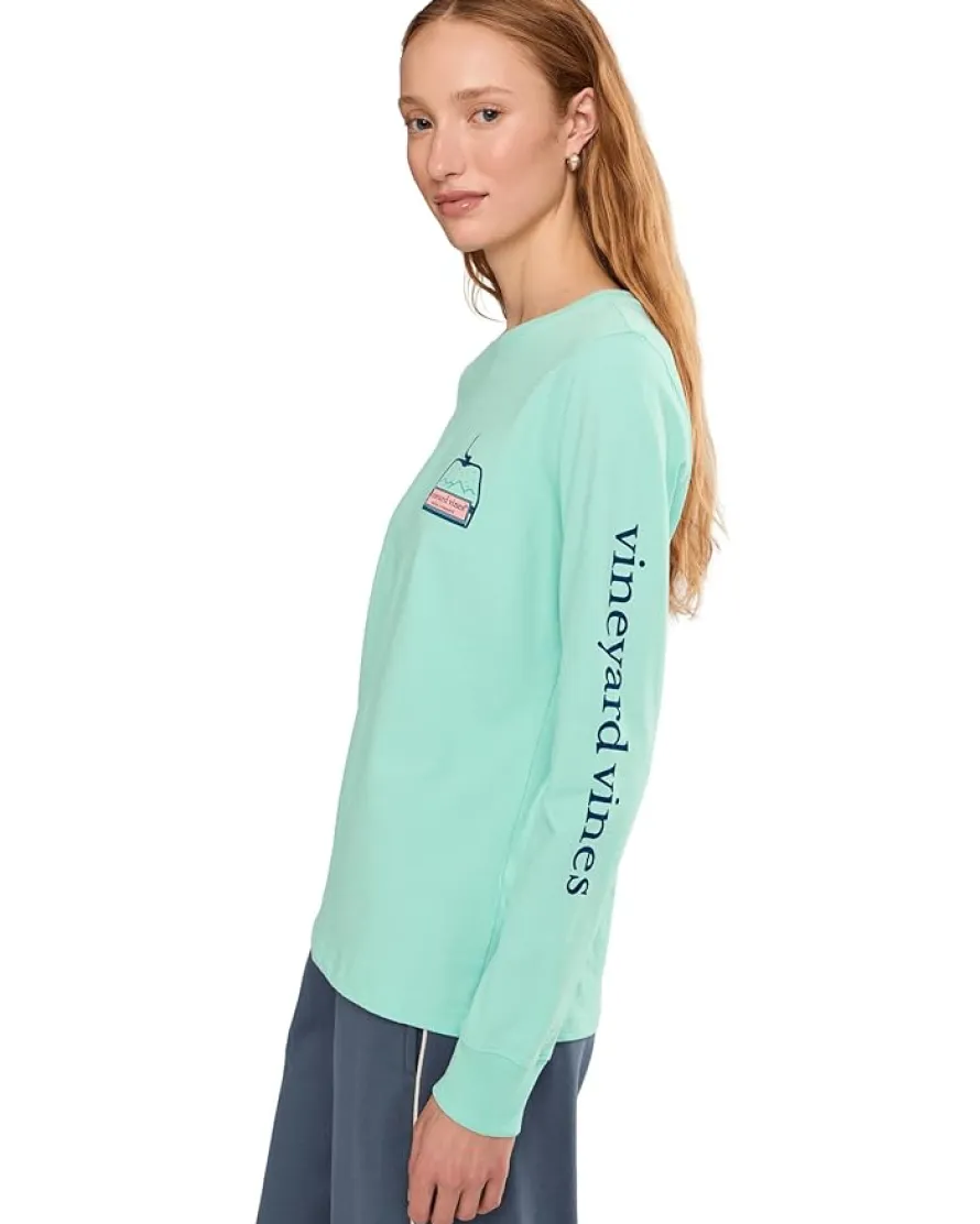 Vineyard Vines Ski Lift Logo Box Long Sleeve Tee Women's