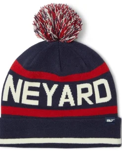 Vineyard Vines Text Logo Pom Beanie