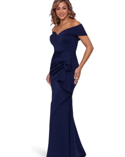 XSCAPE Long Over-the-Shoulder Ruffle Women's