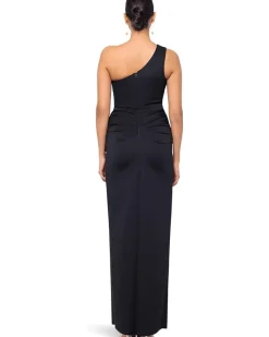 XSCAPE Long Scuba One Shoulder Ruffle Women's