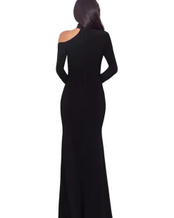 XSCAPE Long Sleeve One Shoulder Cutout Dress Women's