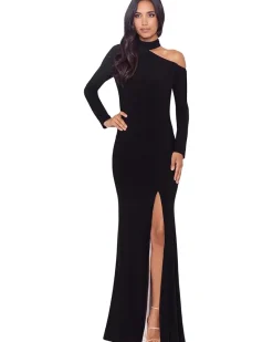 XSCAPE Long Sleeve One Shoulder Cutout Dress Women's